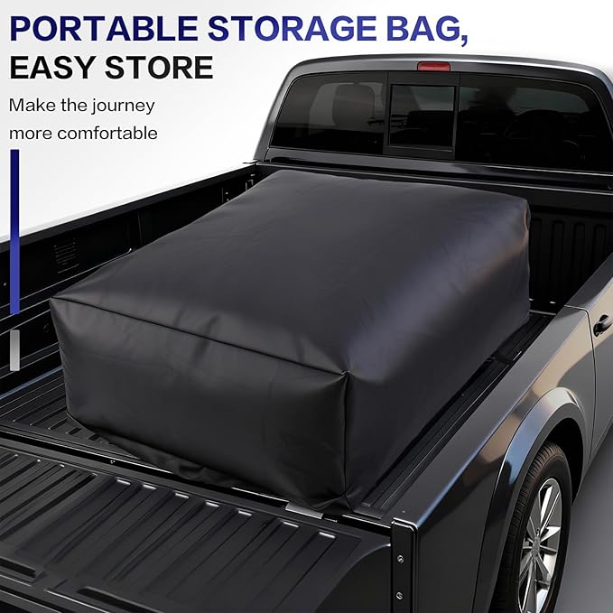 Truck Bed Cargo Bag,Water Proof 1000D Heavy Duty Oxford Fabric, 26 Cubic Feet (51"x40"x22"), Soft Shell Storage with 6 Elastic Cords, Fits All Trucks