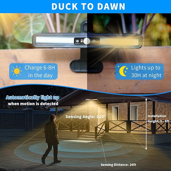 Clip On Solar Motion Lights Outdoor Waterproof, 6 Pack Motion Sensor Outdoor Lights with 36 LEDs, 3000K, Portable Solar Powered Security Light for Fence Garage Camping(Black)
