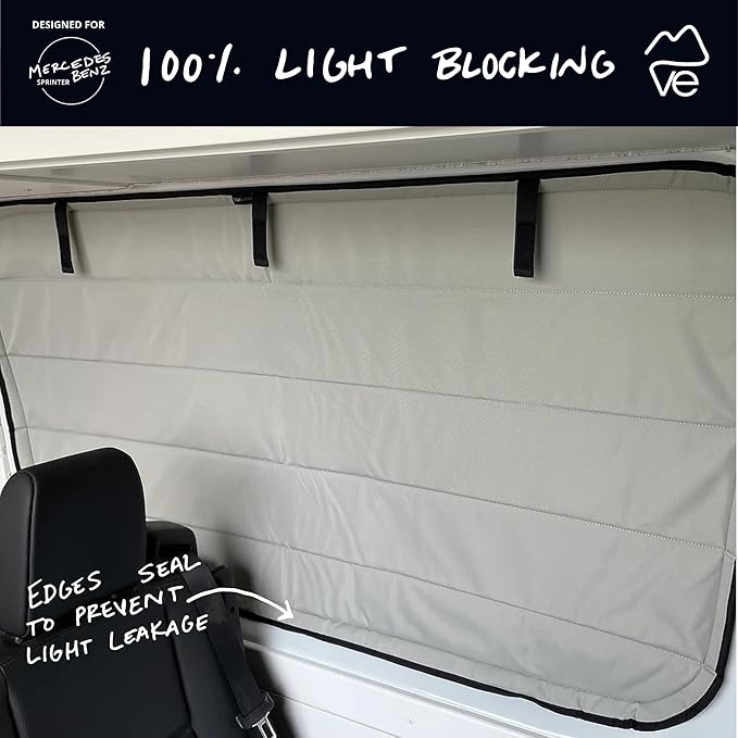 VanEssential Insulated Magnetic Blackout Window Cover Designed for Mercedes-Benz NCV3 & VS30 Crew Window with Bare Metal Window Frame ONLY (Van Years 2007 to Current Model) - Cool Gray