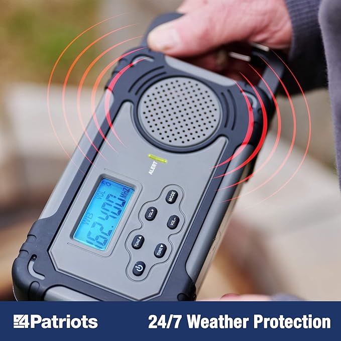 4Patriots Liberty Band Emergency Solar Radio: NOAA Weather Radio with Solar Panel & Power Bank