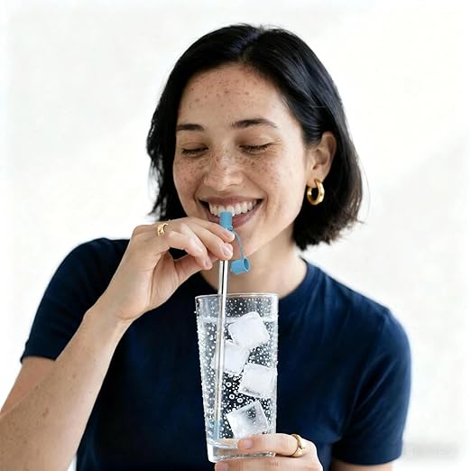 Portable Water Filter Straw, 316L Stainless Steel Reusable Personal Water Purifier for Camping Hiking Backpacking Travel, Emergency Survival Gear （Light Blue,1 Pcs）