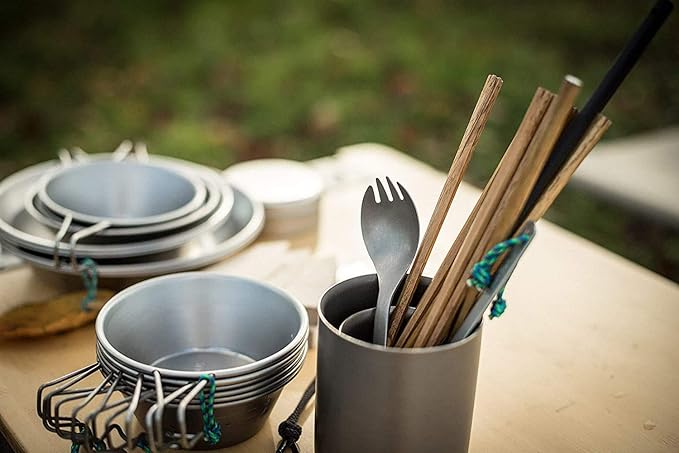 Snow Peak Titanium Sporks, Lightweight Titanium Cutlery for Camping & Hiking, Compact & Portable Utensil for Easy Packing, Durable Camping Cookware Accessories