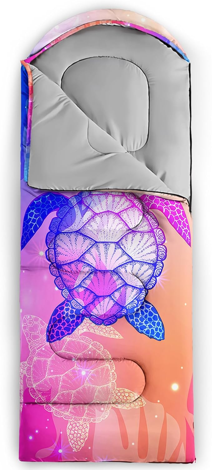 QOOMO Axolotl Cute Camping Sleeping Bags,3 Season Warm & Cool Weather,Lightweight,Waterproof Sleeping Bags for Adults & Kids,Traveling,and Outdoors