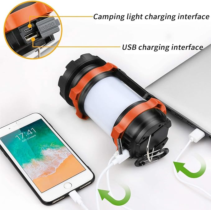 AlpsWolf Camping Lantern Rechargeable , Alpswolf Camping Flashlight 4000 Capacity, 6 Modes, IPX4 Waterproof, Led Lantern Camping, Hiking, Outdoor Recreations (1pack-Orange)