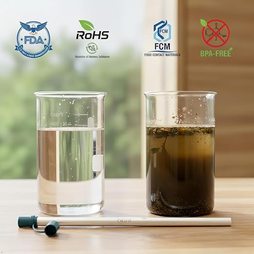 Personal Survival Straw.316L Stainless Steel Reusable Water Filter Straw Portable Water Purifier Straw for Camping Hiking Backpacking Travel, Emergency Survival Gear（ Dark Green,1 Pcs）