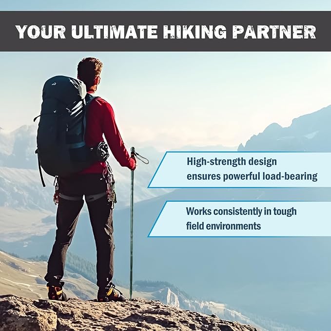 Tactical Walking Stick, Survival Hiking Stick Walking Staff, Lightweight Tactical Cane Gear, Aluminum Trekking Pole for Outdoor Adventures, Gifts for Outdoorsy Men