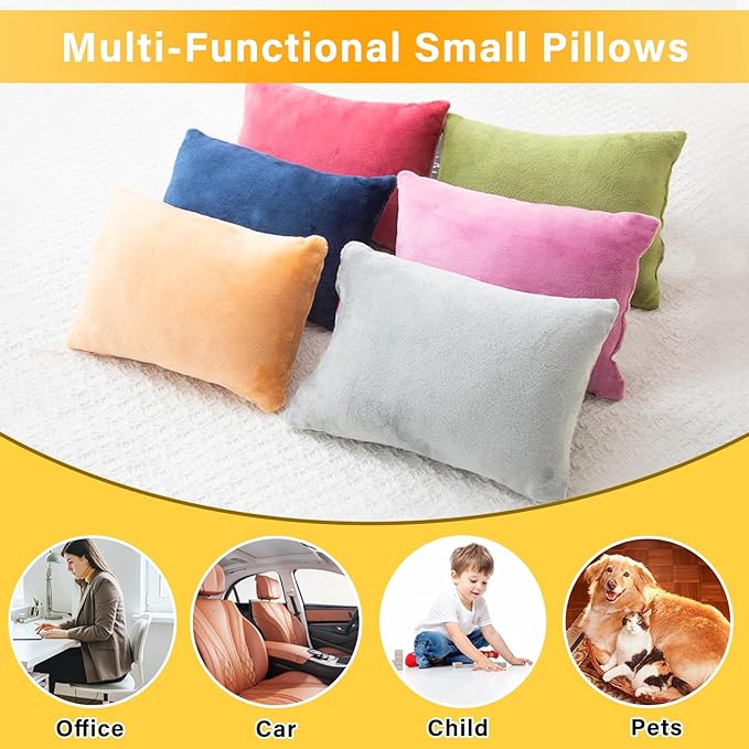 1 MIDDLE ONE 2 Pack Small Pillow, Memory Foam Mini Pillow 11 X 7 Inches for Travel, Sleeping, Nap and Neck, Knee, Lumbar Support, Tiny Cushion for Pet, Dogs (Blue)