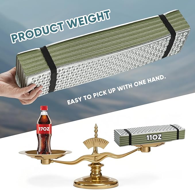 Ultralight Foam Sleeping Pad, Waterproof Closed Cell Foam Pad for Superior Insulation, Folding Sleeping Mat for Compact Storage, Foldable and Portable for Hiking and Camping