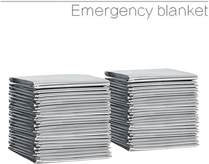 Guo's hyekbe First Aid Mylar Rescue Blanket，Emergency Blankets for Survival Gear and Equipment，Designed for Outdoor, Body Warmer Blanket,Space, Camping Gear, Hiking Travel(Silver, 12 Pack)