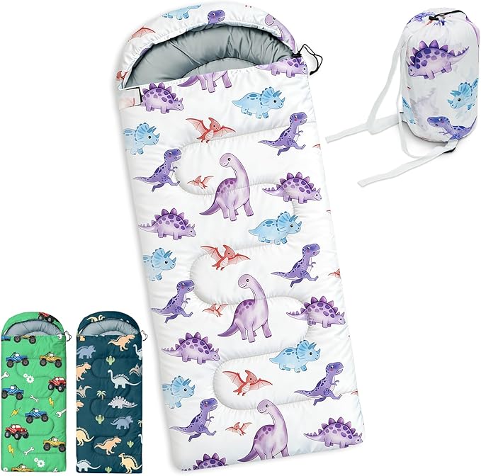 Kids Sleeping Bags - Camping Sleeping Bags with Carry Bag - Compact Sleeping Bag for Hiking, Backpacking 3 Season Warm & Cool Weather, Lightweight Waterproof Outdoor Travel for Boys Girls