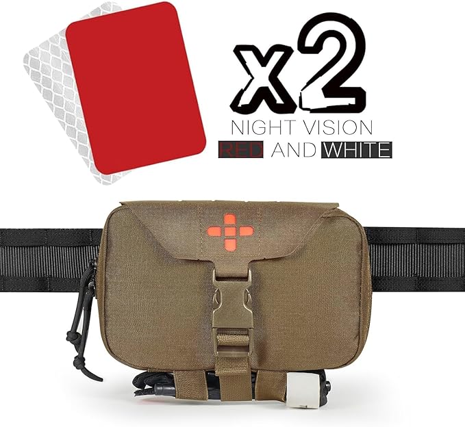 Ifak Pouch-Rapid Deployment Tactical MOLLE Trauma Kit Pouches, Quick Release Tear-Off Medical First Aid Kit Organiser with Red Immediate Identify for Emergency Surviva.
