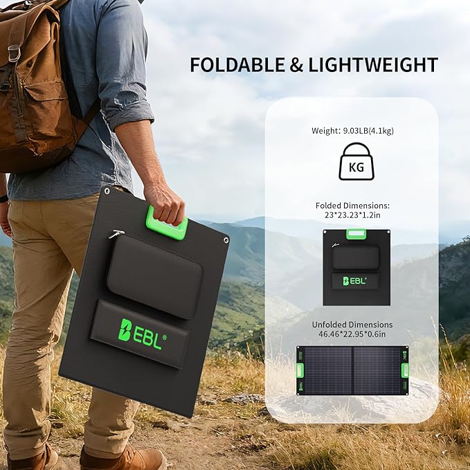 EBL 300W Portable Power Station with 100W Portable Solar Panel, 288.6Wh USB-C PD60W 300W Pure Sine Wave Solar Generator, Foldable Solar Panel for Camping, Emergency Backup