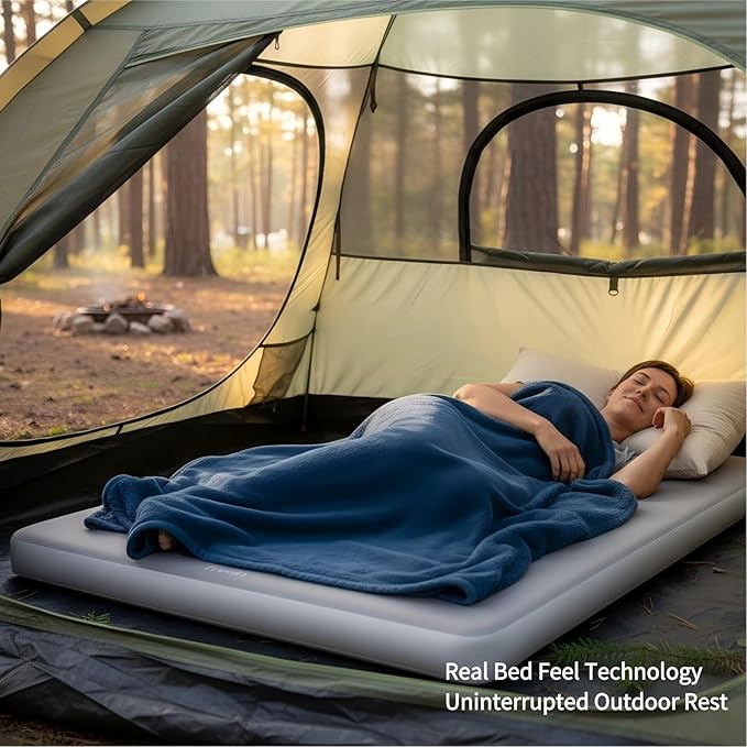 Freein 4" Drop Stitch Camping Sleeping Pad, Inflatable Air Mattress with Firm 7 PSI Support, Fast Inflation Portable Tent & Car Camping Bed, 76" x 51"