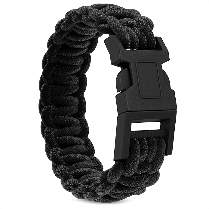 Paracord Bracelets for Men and Women – Adjustable Survival Paracord Bracelet with 10 ft Nylon Survival Cord, Flint Fire Starter, Compass, Whistle & Scraper – Gear for Camping, Hiking, Fishing & Travel