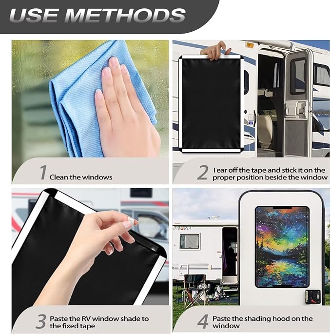 Aurora RV Door Window Shade Universal Camper Trailer Blackout Window Cover, UV Rays Protection, Side Door Window Shade Cover, RV Accessories for Outside