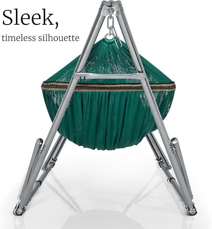 Tranquillo Adjustable Collapsible Hammock with Stand – Picnic Hammock Stand and 2 Layered Polyester Hammock Net for 2 Persons with Carry Bag, Peacock