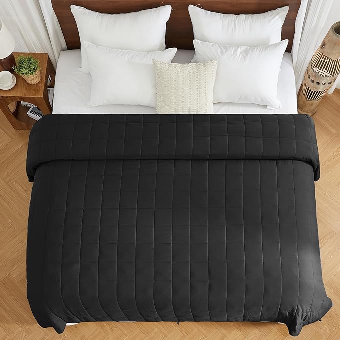 yescool Weighted Blanket for Adults (30 lbs, 88” x 104”, Black) Cooling Heavy Blanket for Sleeping Perfect for 290-310 lbs, King Size Breathable Blanket with Premium Glass Bead