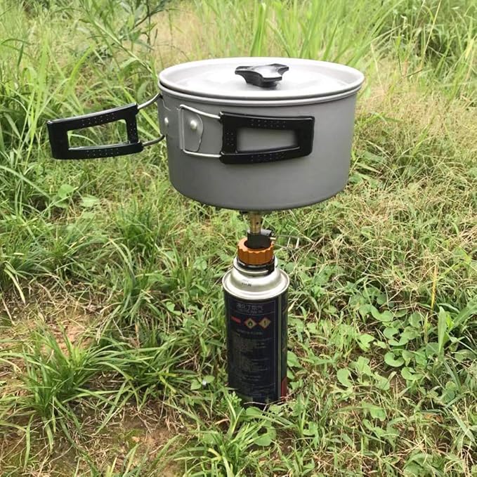 DESERT & FOX Ultralight Mini Camping Stove + Stove Adapter, Titanium Alloy Automatic Foldable Outdoor Cookware Tool for Picnic,Cookout,Camping,Hiking