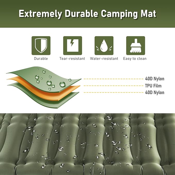 Elegear CumbreX™ Double Sleeping Pad for Camping, 5.5" Ultra-Thick Inflatable Camping Sleeping Pad 2 Person with Built-in Foot Pump, Portable Camping Sleeping Mat for Backpacking Hiking Tent, Full