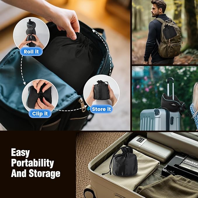 Teemour Neck Pillow for Traveling, Travel Neck Pillow for Airplane Travel Essentials Memory Foam Travel Pillow for Flight with 360° Support Portable, Design for Airplane, Car & Office