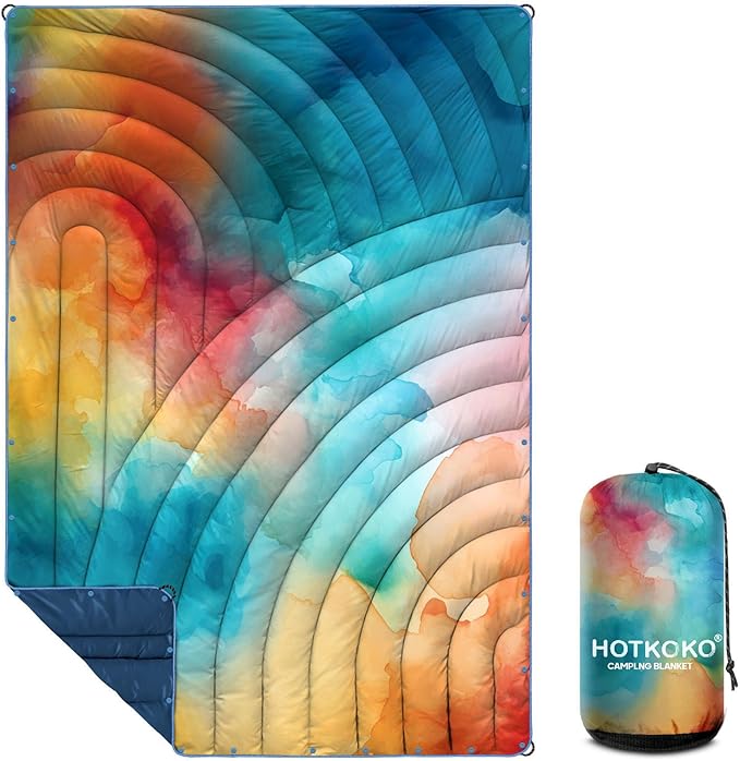 Camping Blanket,Lightweight Puffy Printed Camping Blanket Packable Outdoor Blanket for Camping,Traveling, Stadium, Hiking, Picnics