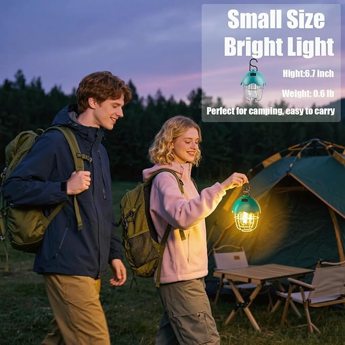HOMY LED Camping Light Rechargeable Waterproof Vintage Tent Light with Warm Glow, Dimmable Outdoor Lantern for Camping, Emergencies, and Power Outages