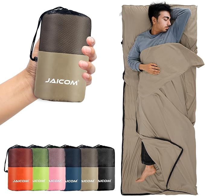 JAICOM Sleeping Bag Liner, Travel Sheets & Adult Sleep Sack, Ultralight and Portable Summer Sleeping Bag - Ideal for Backpacking, Hotels and Hostels, Business Trips, Camping
