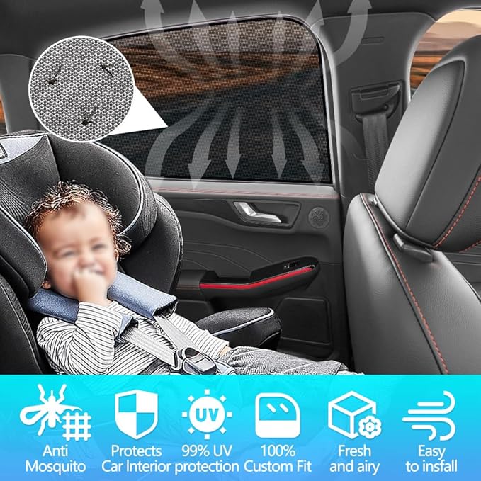 BWEN Car Window Shades Fit for 2020-2025 Ford Escape, Magnetic Sunshades for Car Windows, Sun Protection Breathable Camping Window Covers, Privacy Protect for Family,Pets