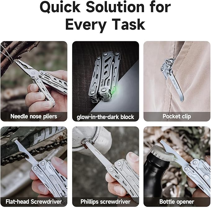 NexTool F12 Mini Multitool, 13-in-1 Keychain Multitool with Serrated Scissors, File and Safety Lock, Upgraded 80Cr14Mov Steel Multi Tool for EDC, Outdoor Adventures and DIY, Gifts for Men