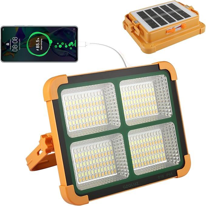 Solar Portable Rechargeable Work Light,16500mAh 120W Magnetic Flood Battery Work Light 10000LM Outedoor LED Camping Lights IP66 Waterproof for Job Site Repair,Camping, Hiking, Emergency