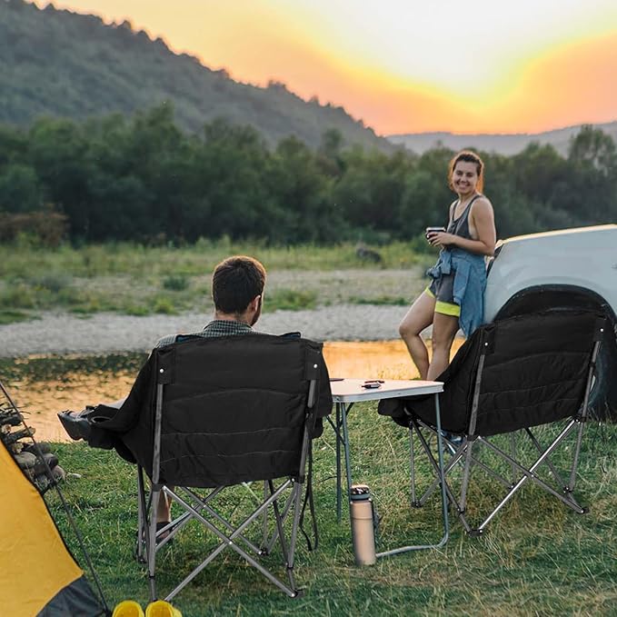 Bolosy 2 Pack Oversized Camping Chairs for Adults Heavy Duty Outdoor Folding Chairs Padded Portable Lawn Chairs XL Camp Chairs with Cup Holder Suproot 500 lbs