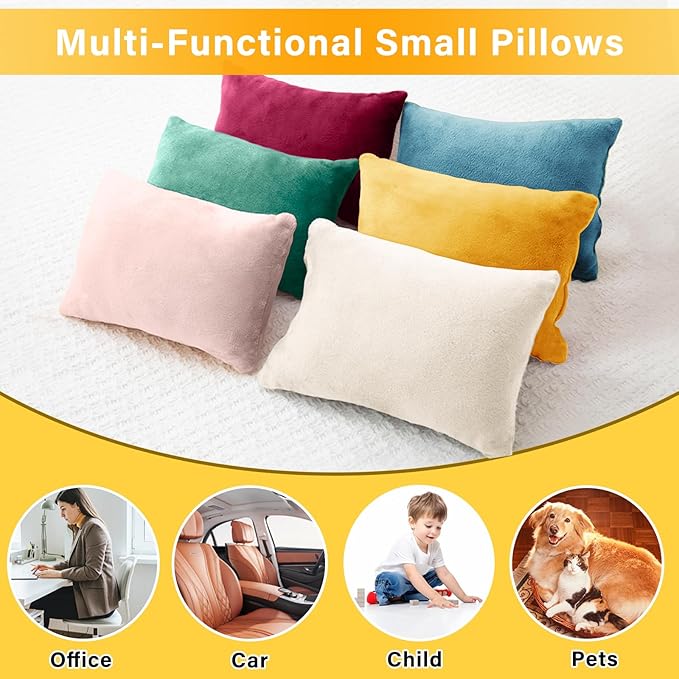 1 MIDDLE ONE 2 Pack Small Pillow, Memory Foam Mini Pillow 11 X 7 Inches for Travel, Sleeping, Nap and Neck, Knee, Lumbar Support, Tiny Cushion for Pet, Dogs (Lake Blue)