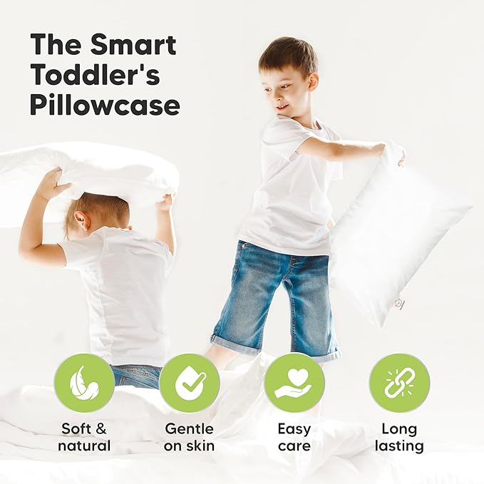 KeaBabies 13 x 18 Toddler Pillowcase, 2-Pack Waterproof - Soft Waterproof Toddler Pillow Protector Cover for Kids, Boys, Girls, Machine Washable, Small Travel Pillow Sold Separately (Soft White)