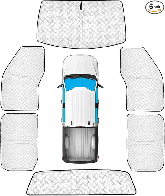KMF 6pcs Thicken Full Window Sun Shades for Ford F-150 4Door 2021-2025 Accessories,F150 Sunshade Privacy Car Window Covers for Windshield Side Rear, UV Block and Blackout for Camping Outdoor