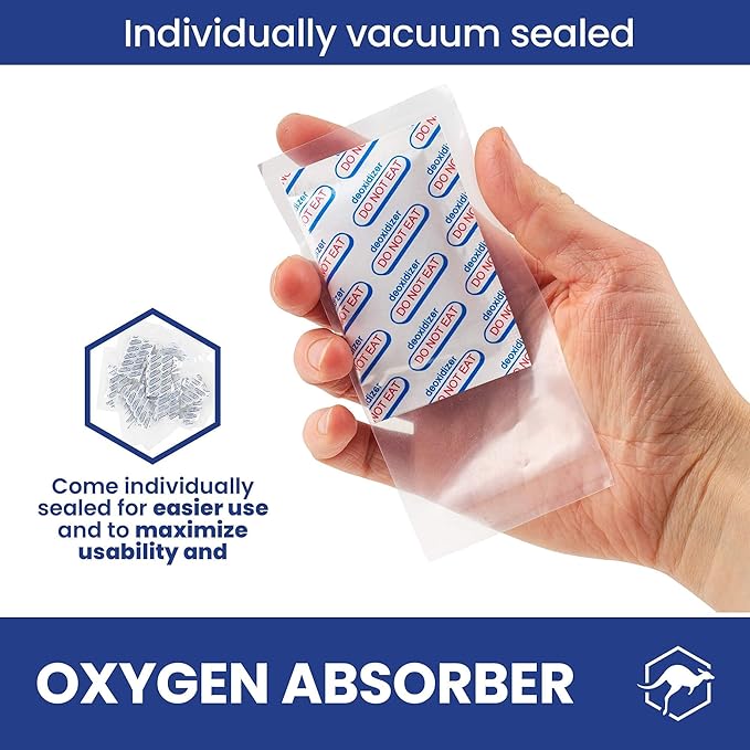 Wallaby 400cc Oxygen Absorbers - 100 Count (10x Packs of 10) + 2000cc Oxygen Absorbers - 20 Count (Individually Sealed) - for Long Term Food Storage & Survival
