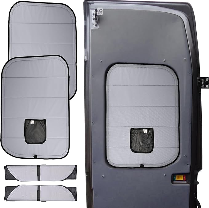 Living in a Bubble Insulated Blackout Window Covers for Ford Transit 2015-Current Mid & High Roof. Van Life Essentials & Camper Van Accessories (Rear Door 2015-Current (Full Plastic Door))