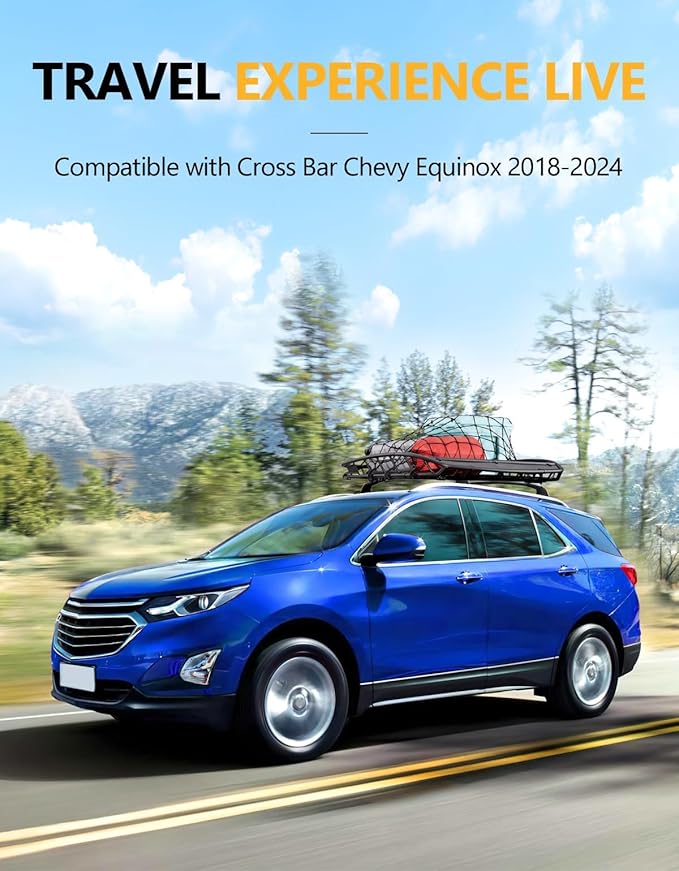 Tuyoung 300lbs All Aluminum Roof Rack Cross Bars Compatible with 2018-2024 Chevy Chevrolet Equinox GMC Terrain (Not for EV), Lockable Heavy Duty Aluminum Roof Rails Crossbars Luggage Cargo Carrier