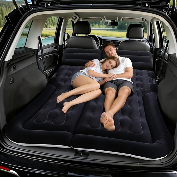 Eooqi Inflatable Car Air Mattress for SUV, Sedan, Truck & Minivan, Back Seat Car Bed for Car Camping & Travel, Portable Mattress with earplugs, Window Screens, Eye Mask & Storage Bags