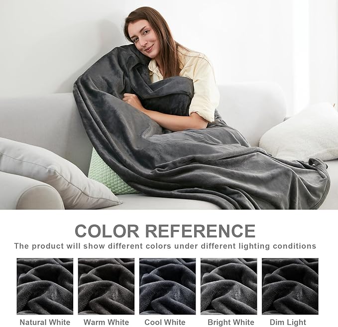 Hansleep Fleece King Size Blanket for Bed Charcoal, Super Soft Flannel Fuzzy King Size Plush Cozy Blanket for All Seasons, Charcoal, King 90x108 Inches