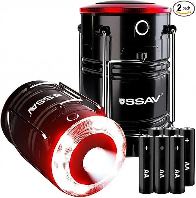 2 Pack LED Camping Lantern Cum Flashlight, LED Lanterns, Suitable Survival Kits for Hurricane, Emergency Light for Storm, Outages, Outdoor Portable Lanterns | Batteries Included