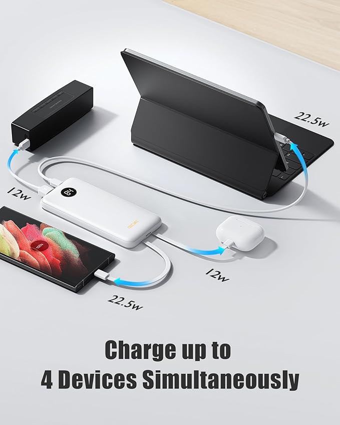 10000mAh Portable Charger 2 Pack, Cell Phone Portable Power Banks, 22.5W Fast Charging Battery Pack, Slim Travel Power Bank for iPhone, Galaxy S24/S23, Android Devices – Black