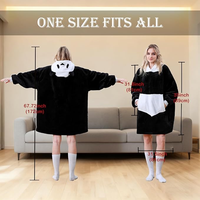 Oversized Hoodie Blanket, Wearable Blanket sweatshirt, Ultra Soft Sherpa Fleece Comfy Snuggle Hoodie