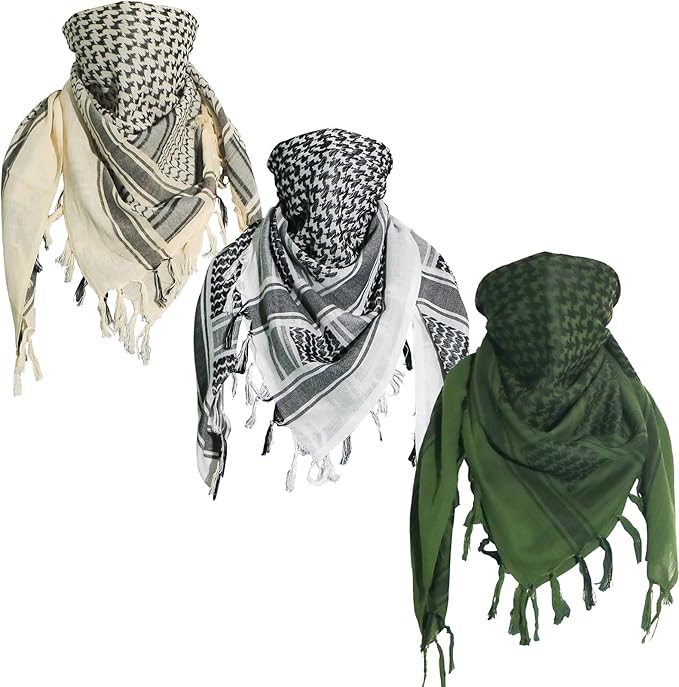 Ever Fairy Military Shemagh Tactical Desert Scarf Cotton Arab Keffiyeh Tactical Scarf Head Neck Face Wrap for Men Women