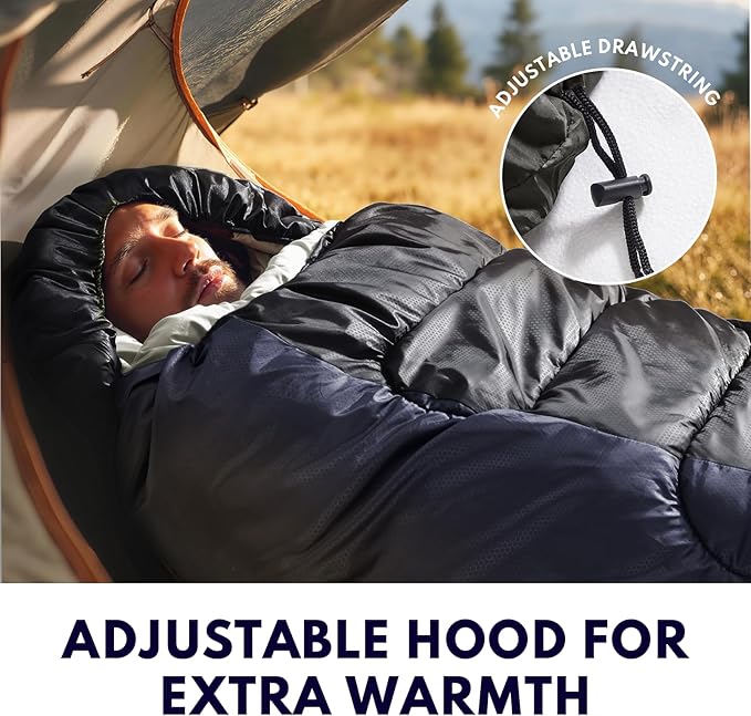 XXL Winter Sleeping Bags for Adults Cold Weather,Camping Sleeping Bag for Kids with Compression Sack,4 Season Camping Essentials Gear for Hiking,Traveling,Outdoor,Backpacking,Climbing