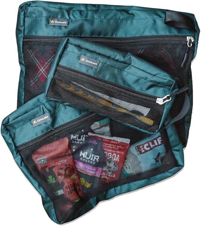 Coghlan's Organizer Bags Set - 3 Sizes (7.5"x3.5", 10"x8", 12"x10") - Lightweight Oxford Ripstop with Mesh Front, Zippered Access - Ideal for Camping Gear, Travel Essentials, and Storage Solutions