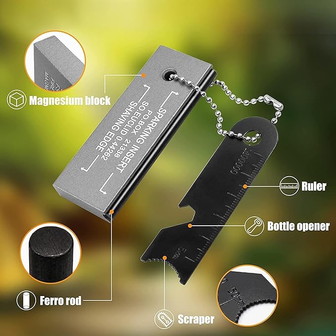 Magnesium Fire Starter Waterproof Fire Steel for Camping, Hiking, Hunting, Backpacking,Outdoor Survival fire Striker Kit(4 Pack)