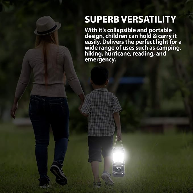 Gold Armour Camping Lantern, Battery Powered LED Lanterns, Survival Kits for Power Outages, Hurricane, Emergency, Portable Camping Essentials