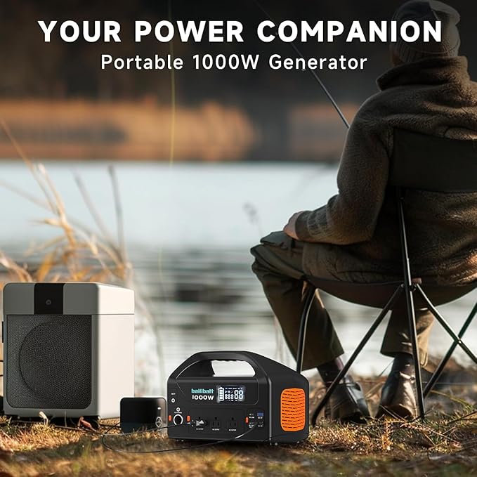 Portable Power Station 1000W 808Wh Camping Lithium Battery, Portable Generator for Home Use Emergency Power Station Backup Travel Outdoor 100W PD & 120V Pure Sine Wave AC Outlet