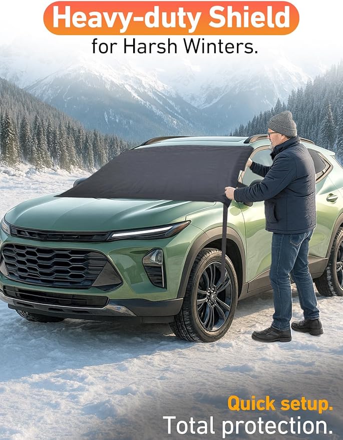 EcoNour Car Snow Cover Compatible for Chevrolet Trax | Windshield Cover for Ice and Snow with S-Hook Straps | Heavy-Duty 600D Oxford Winter Car Cover, Waterproof & Anti-Slip