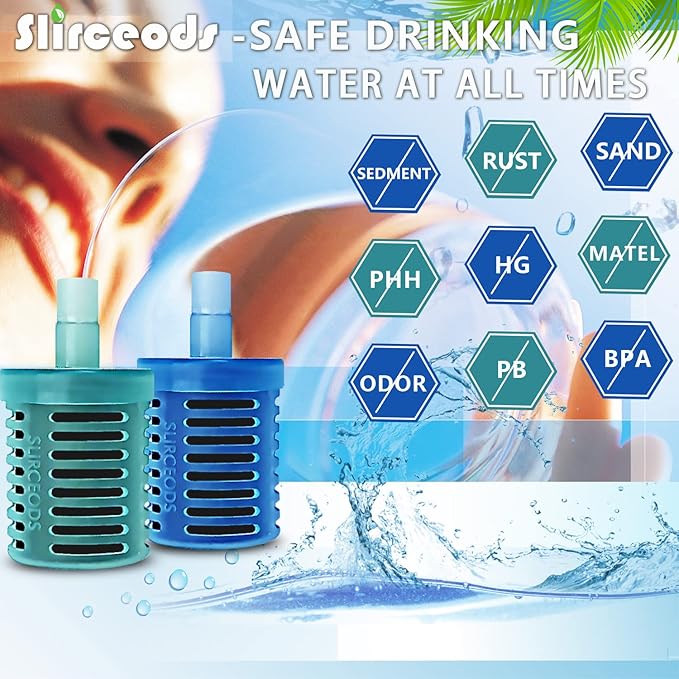 Universal Activated Carbon Water Bottle Filter Replacement-Portable Bottle Filter Suits Any Sports Water Mugs for Camping, Hiking and Trave(Randomly ship one in blue or green)1PCS
